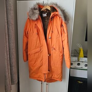 ASOS Design Orange Fur-Trimmed Women's Parka